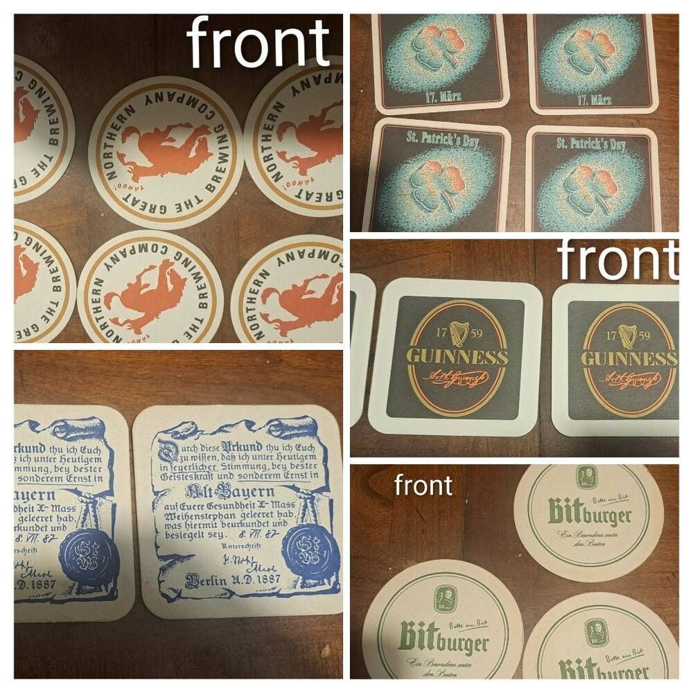 Vintage Beer Coaster Lot of 20 Guinness Bitburger German Brewery St Patrick’s Da
